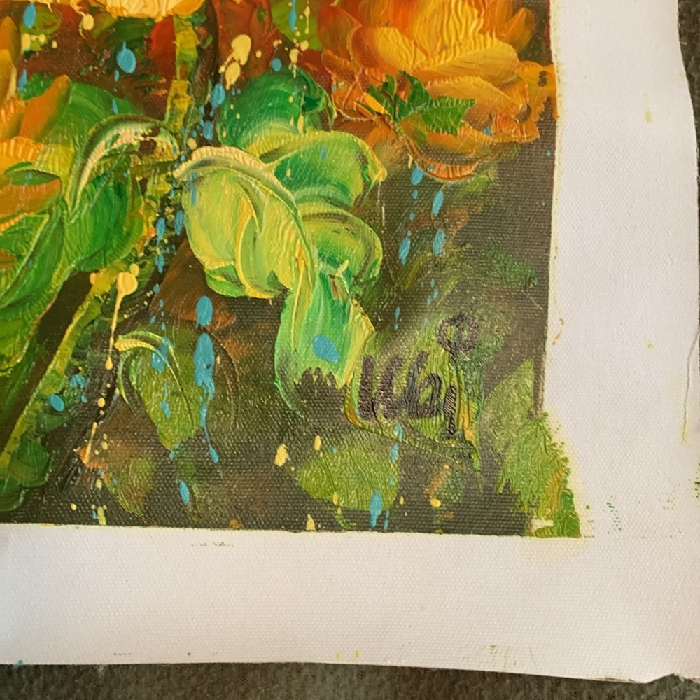 Beautiful floral original oil painting. Approximately 9” x 10 1/2” - Picture 4 of 6